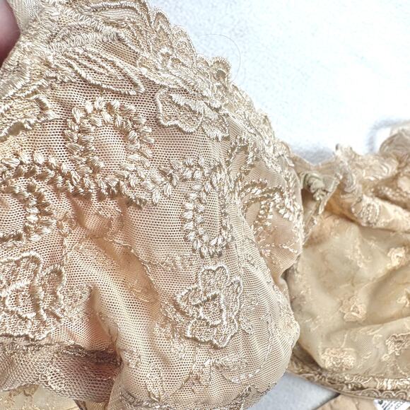 WACOAL 40DDD Nude Renaissance Rose Underwire Bra Lace Plus Size 40F Buff 85720 - Picture 11 of 13